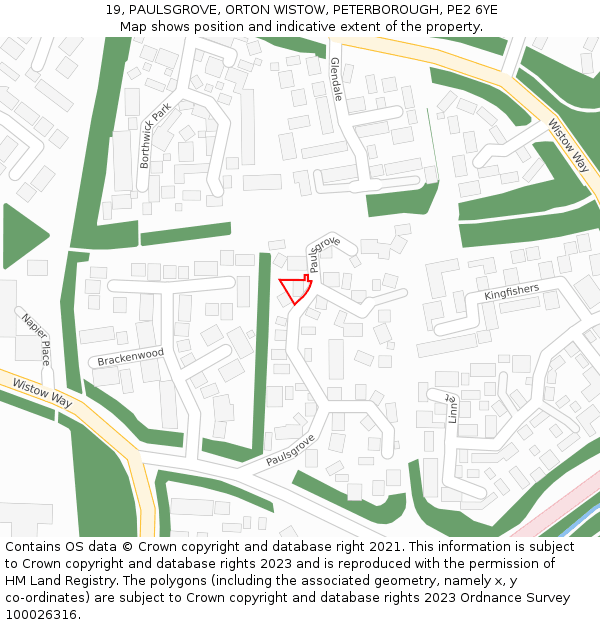 19, PAULSGROVE, ORTON WISTOW, PETERBOROUGH, PE2 6YE: Location map and indicative extent of plot