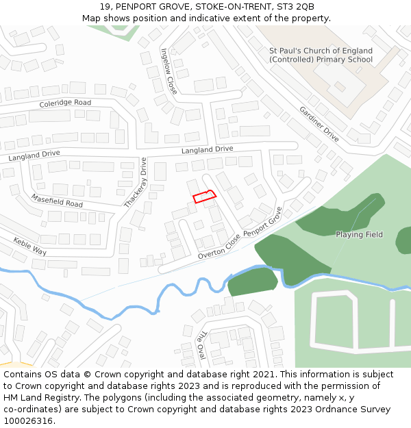 19, PENPORT GROVE, STOKE-ON-TRENT, ST3 2QB: Location map and indicative extent of plot