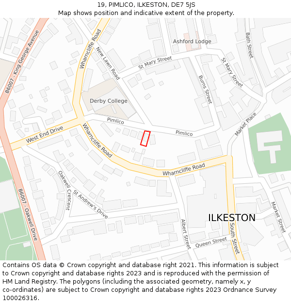 19, PIMLICO, ILKESTON, DE7 5JS: Location map and indicative extent of plot