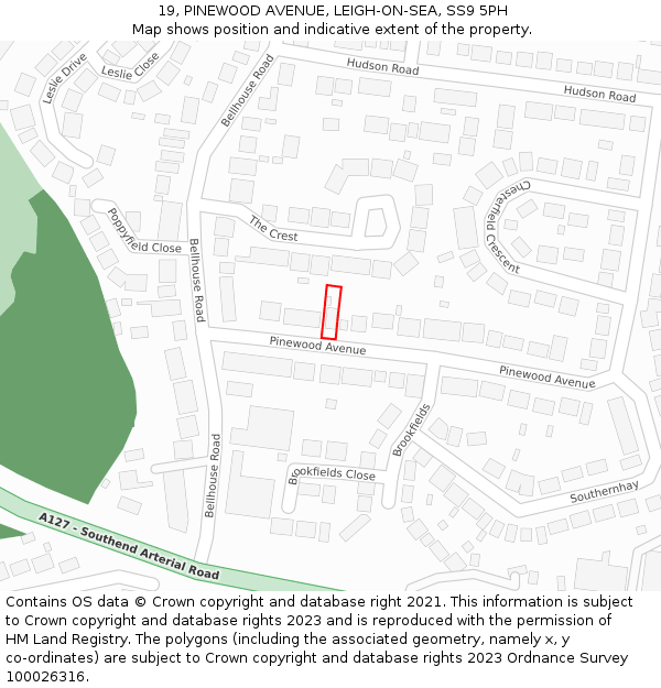 19, PINEWOOD AVENUE, LEIGH-ON-SEA, SS9 5PH: Location map and indicative extent of plot