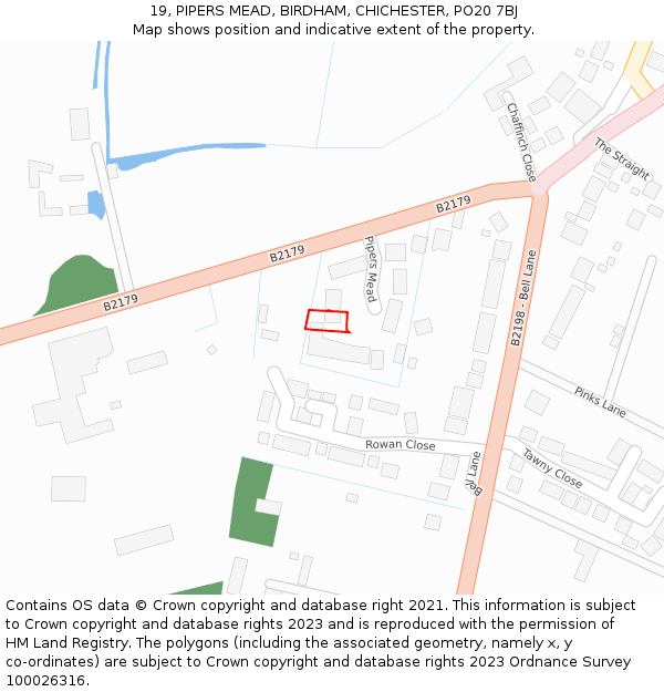 19, PIPERS MEAD, BIRDHAM, CHICHESTER, PO20 7BJ: Location map and indicative extent of plot