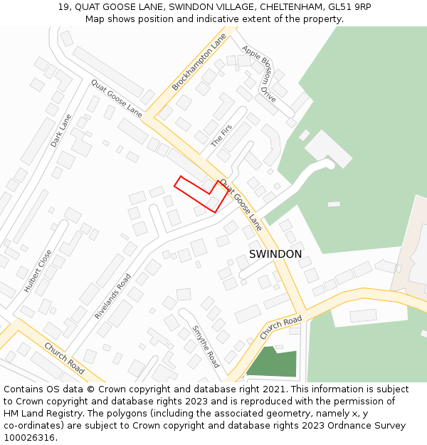 19, QUAT GOOSE LANE, SWINDON VILLAGE, CHELTENHAM, GL51 9RP: Location map and indicative extent of plot