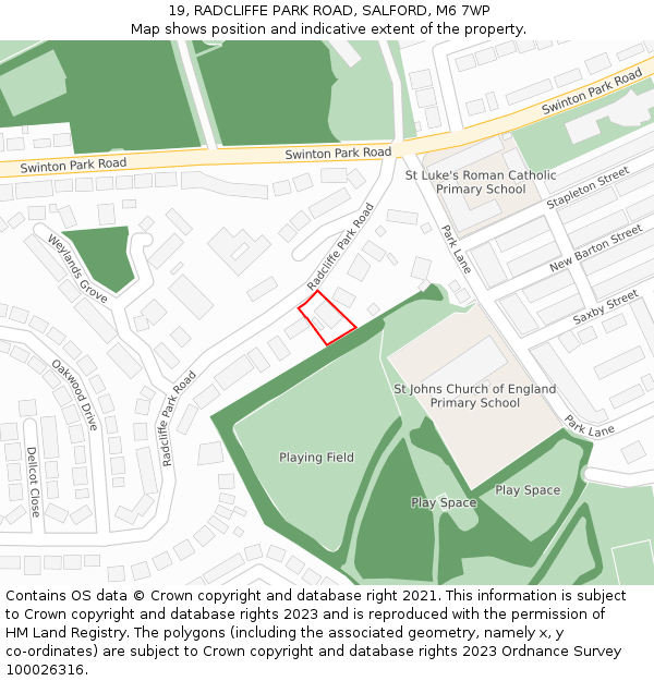 19, RADCLIFFE PARK ROAD, SALFORD, M6 7WP: Location map and indicative extent of plot