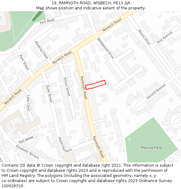 19, RAMNOTH ROAD, WISBECH, PE13 2JA: Location map and indicative extent of plot