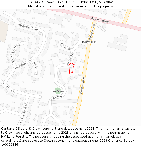 19, RANDLE WAY, BAPCHILD, SITTINGBOURNE, ME9 9PW: Location map and indicative extent of plot