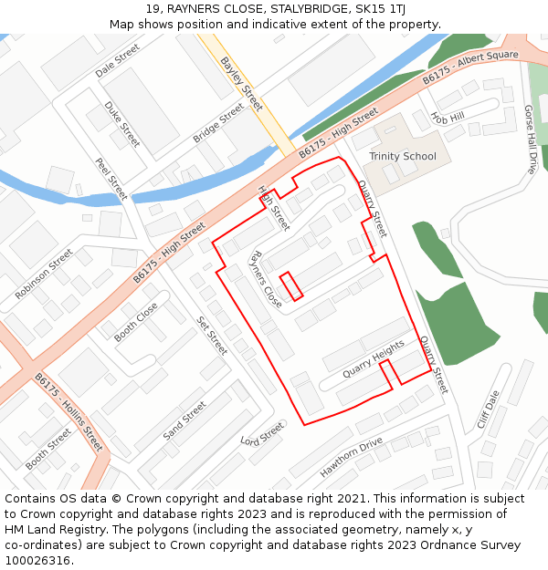 19, RAYNERS CLOSE, STALYBRIDGE, SK15 1TJ: Location map and indicative extent of plot