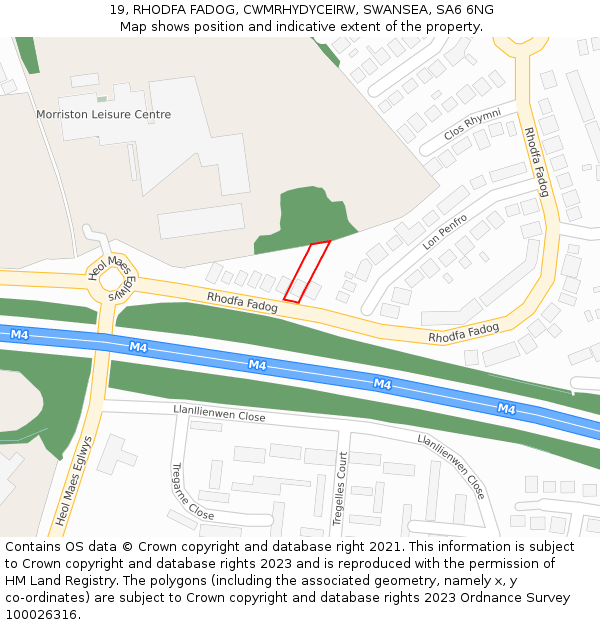 19, RHODFA FADOG, CWMRHYDYCEIRW, SWANSEA, SA6 6NG: Location map and indicative extent of plot