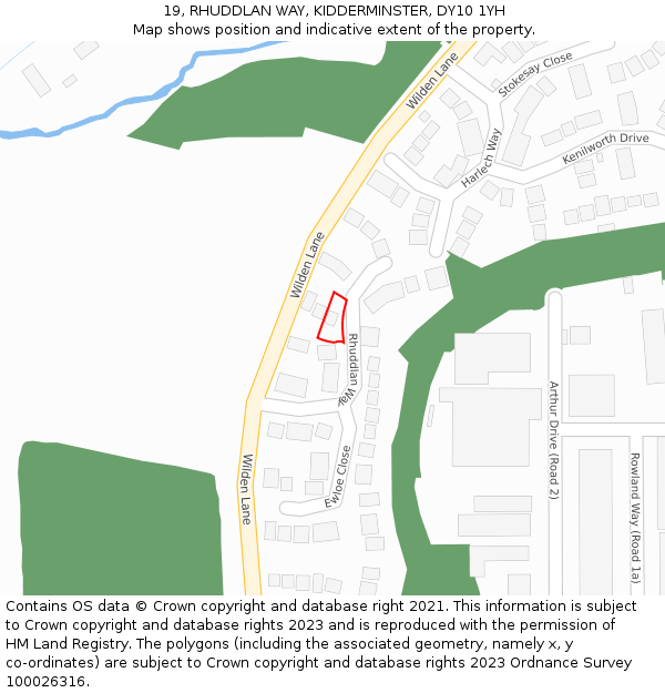 19, RHUDDLAN WAY, KIDDERMINSTER, DY10 1YH: Location map and indicative extent of plot