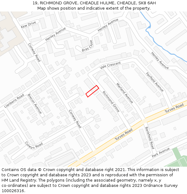 19, RICHMOND GROVE, CHEADLE HULME, CHEADLE, SK8 6AH: Location map and indicative extent of plot
