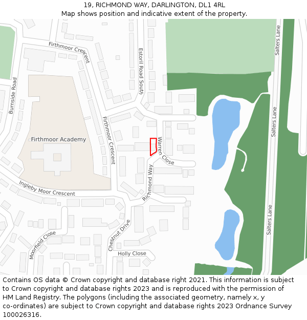 19, RICHMOND WAY, DARLINGTON, DL1 4RL: Location map and indicative extent of plot