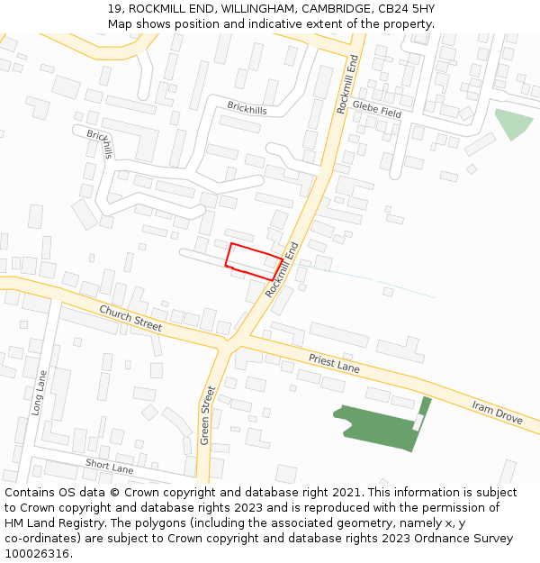 19, ROCKMILL END, WILLINGHAM, CAMBRIDGE, CB24 5HY: Location map and indicative extent of plot