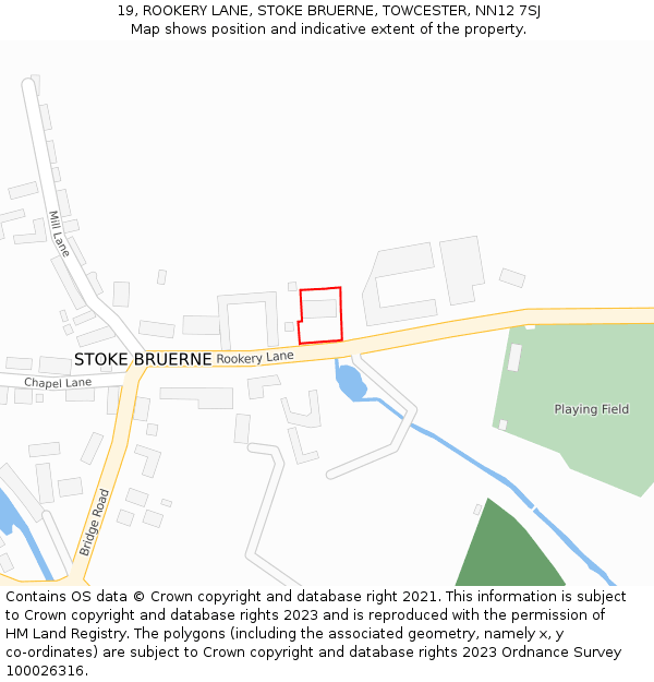 19, ROOKERY LANE, STOKE BRUERNE, TOWCESTER, NN12 7SJ: Location map and indicative extent of plot