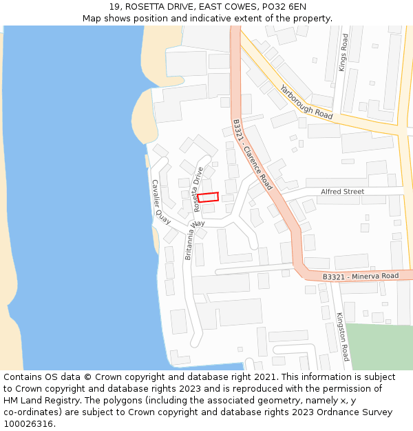 19, ROSETTA DRIVE, EAST COWES, PO32 6EN: Location map and indicative extent of plot