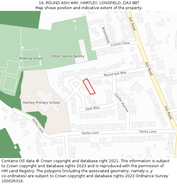 19, ROUND ASH WAY, HARTLEY, LONGFIELD, DA3 8BT: Location map and indicative extent of plot
