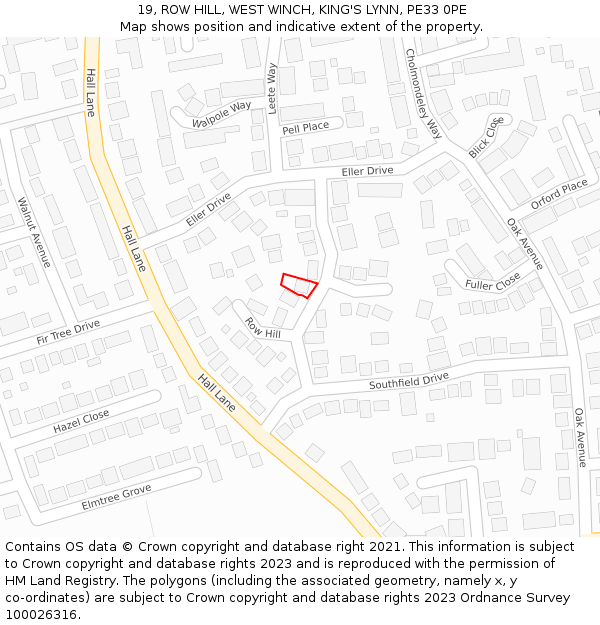 19, ROW HILL, WEST WINCH, KING'S LYNN, PE33 0PE: Location map and indicative extent of plot