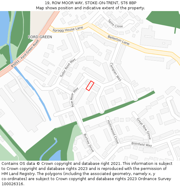 19, ROW MOOR WAY, STOKE-ON-TRENT, ST6 8BP: Location map and indicative extent of plot