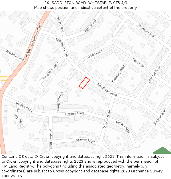 19, SADDLETON ROAD, WHITSTABLE, CT5 4JG: Location map and indicative extent of plot