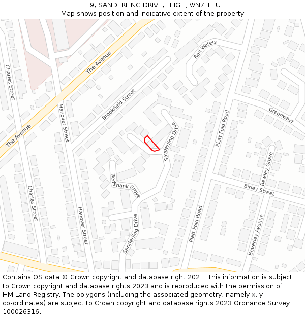 19, SANDERLING DRIVE, LEIGH, WN7 1HU: Location map and indicative extent of plot