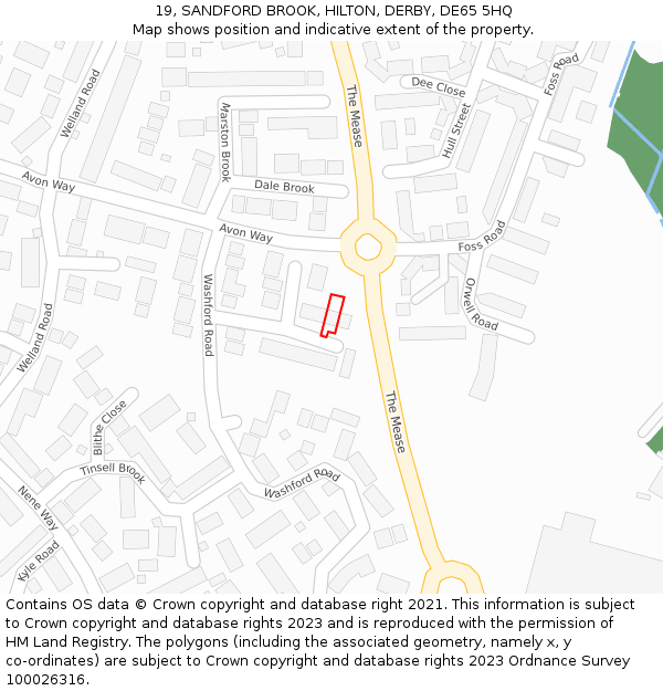 19, SANDFORD BROOK, HILTON, DERBY, DE65 5HQ: Location map and indicative extent of plot