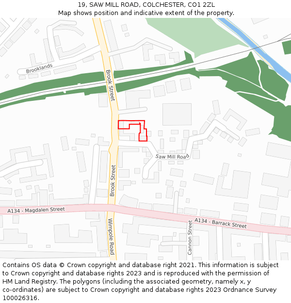 19, SAW MILL ROAD, COLCHESTER, CO1 2ZL: Location map and indicative extent of plot