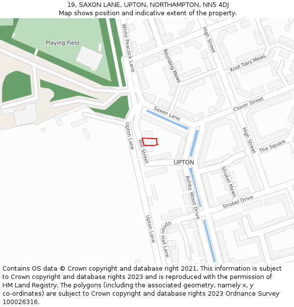 19, SAXON LANE, UPTON, NORTHAMPTON, NN5 4DJ: Location map and indicative extent of plot