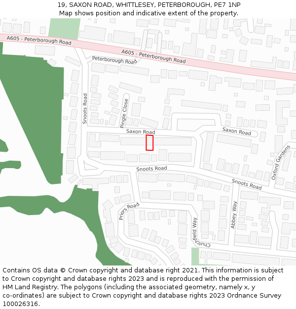 19, SAXON ROAD, WHITTLESEY, PETERBOROUGH, PE7 1NP: Location map and indicative extent of plot