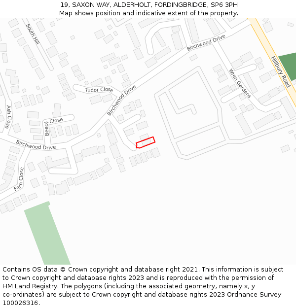 19, SAXON WAY, ALDERHOLT, FORDINGBRIDGE, SP6 3PH: Location map and indicative extent of plot
