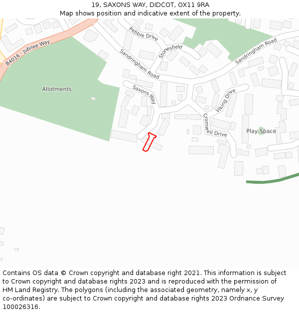 19, SAXONS WAY, DIDCOT, OX11 9RA: Location map and indicative extent of plot