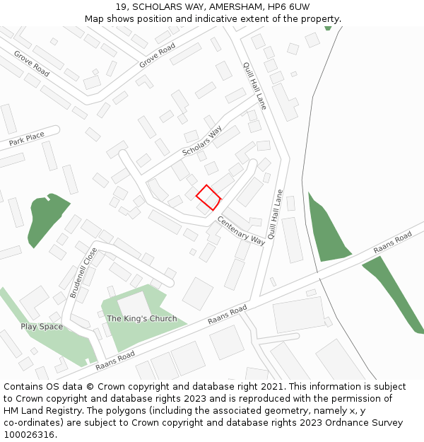 19, SCHOLARS WAY, AMERSHAM, HP6 6UW: Location map and indicative extent of plot