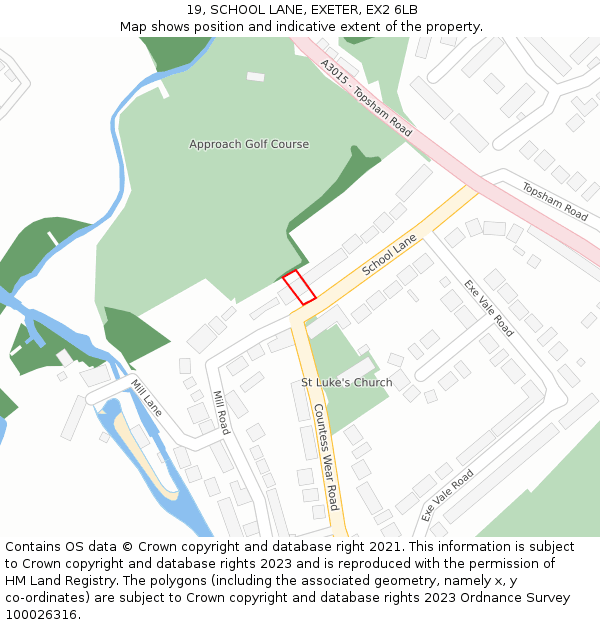 19, SCHOOL LANE, EXETER, EX2 6LB: Location map and indicative extent of plot