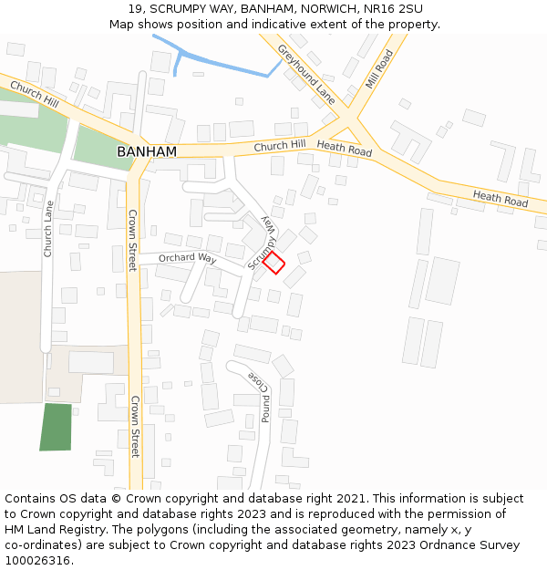 19, SCRUMPY WAY, BANHAM, NORWICH, NR16 2SU: Location map and indicative extent of plot