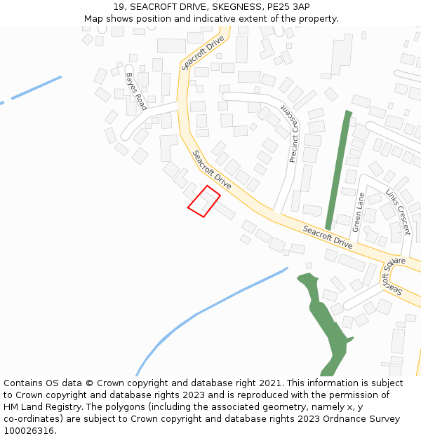 19, SEACROFT DRIVE, SKEGNESS, PE25 3AP: Location map and indicative extent of plot