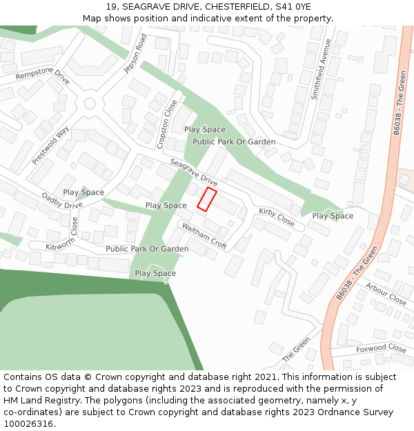 19, SEAGRAVE DRIVE, CHESTERFIELD, S41 0YE: Location map and indicative extent of plot