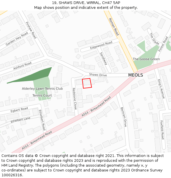 19, SHAWS DRIVE, WIRRAL, CH47 5AP: Location map and indicative extent of plot