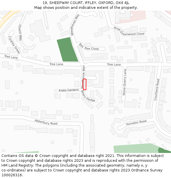 19, SHEEPWAY COURT, IFFLEY, OXFORD, OX4 4JL: Location map and indicative extent of plot