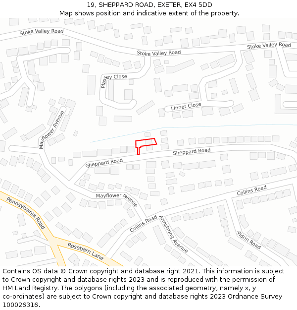 19, SHEPPARD ROAD, EXETER, EX4 5DD: Location map and indicative extent of plot