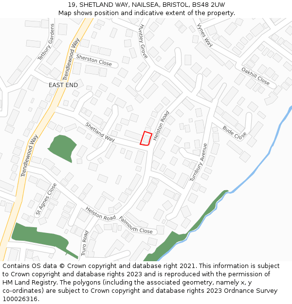 19, SHETLAND WAY, NAILSEA, BRISTOL, BS48 2UW: Location map and indicative extent of plot