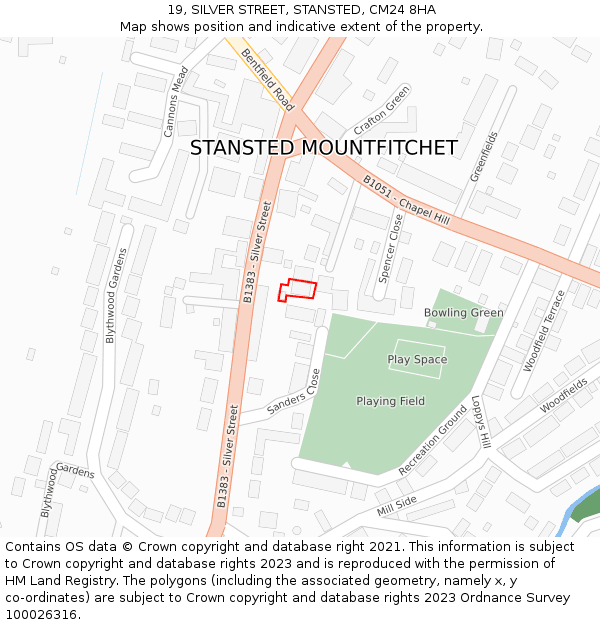 19, SILVER STREET, STANSTED, CM24 8HA: Location map and indicative extent of plot