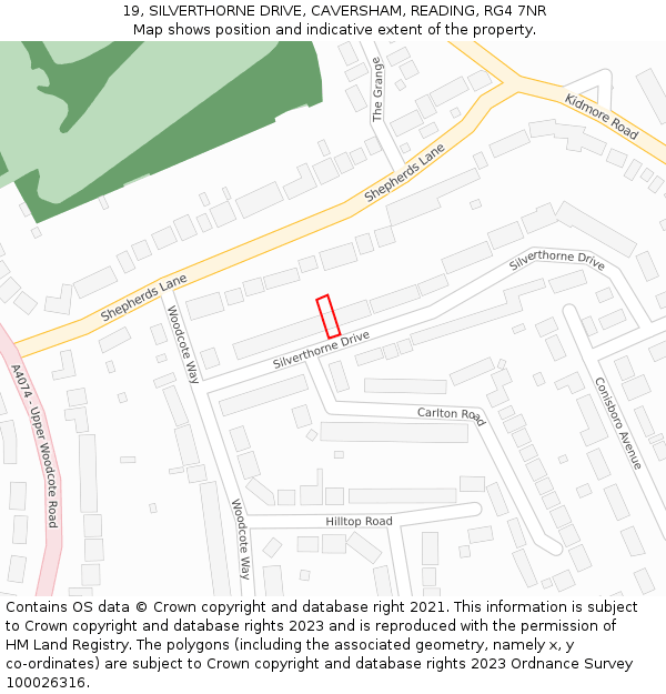19, SILVERTHORNE DRIVE, CAVERSHAM, READING, RG4 7NR: Location map and indicative extent of plot