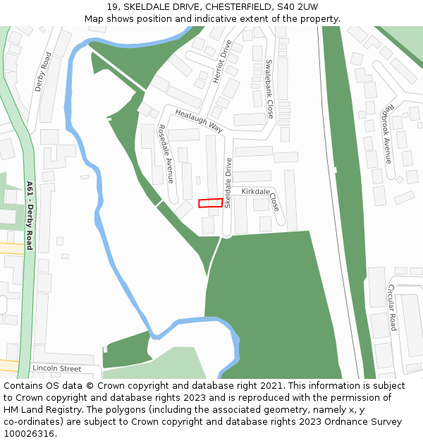 19, SKELDALE DRIVE, CHESTERFIELD, S40 2UW: Location map and indicative extent of plot