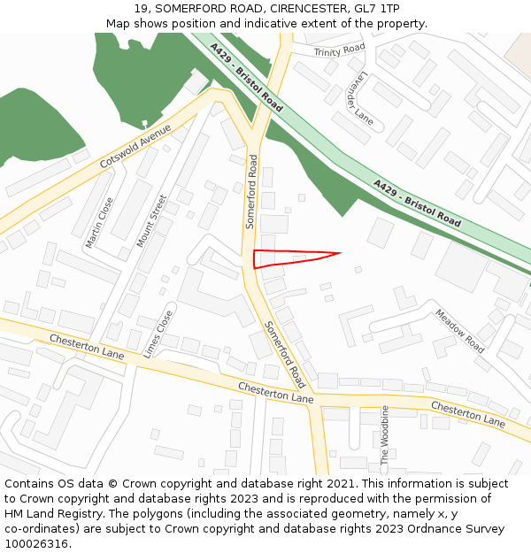 19, SOMERFORD ROAD, CIRENCESTER, GL7 1TP: Location map and indicative extent of plot