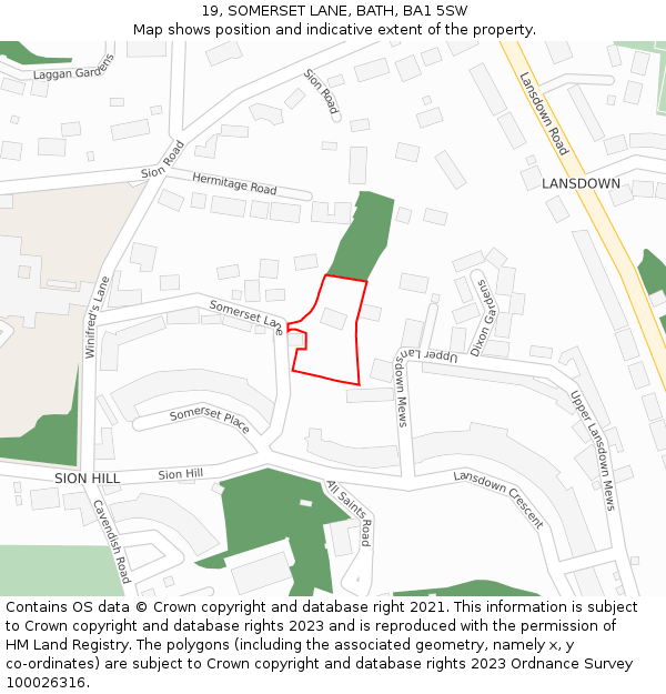 19, SOMERSET LANE, BATH, BA1 5SW: Location map and indicative extent of plot