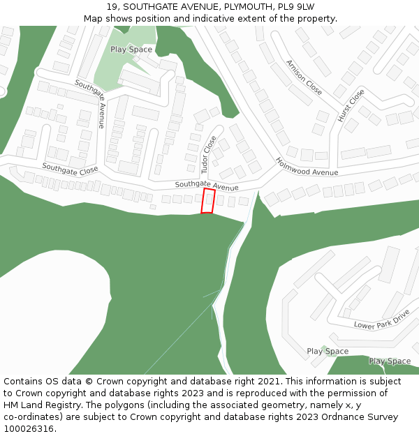 19, SOUTHGATE AVENUE, PLYMOUTH, PL9 9LW: Location map and indicative extent of plot