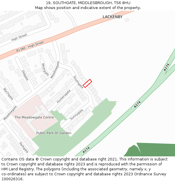 19, SOUTHGATE, MIDDLESBROUGH, TS6 8HU: Location map and indicative extent of plot