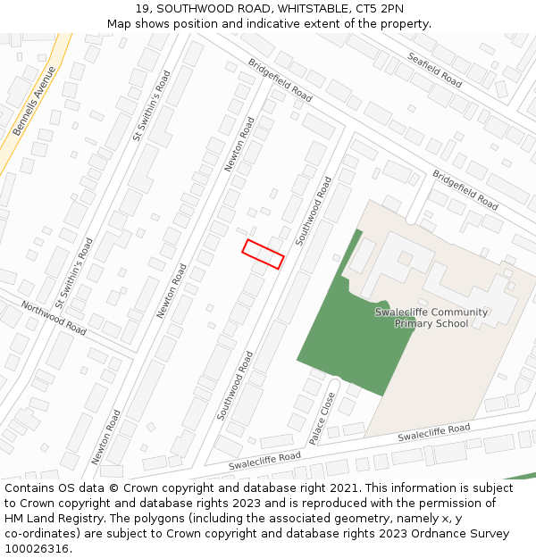 19, SOUTHWOOD ROAD, WHITSTABLE, CT5 2PN: Location map and indicative extent of plot