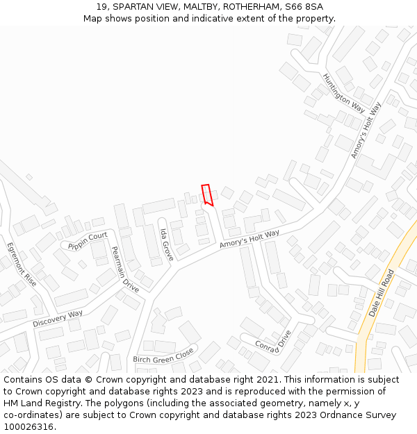 19, SPARTAN VIEW, MALTBY, ROTHERHAM, S66 8SA: Location map and indicative extent of plot