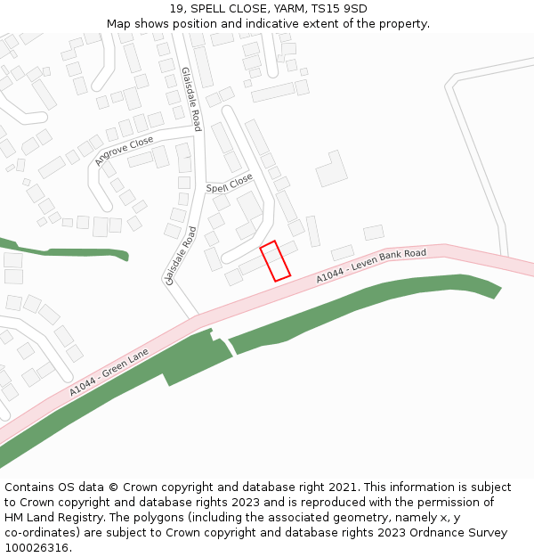 19, SPELL CLOSE, YARM, TS15 9SD: Location map and indicative extent of plot