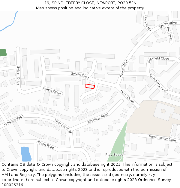 19, SPINDLEBERRY CLOSE, NEWPORT, PO30 5FN: Location map and indicative extent of plot