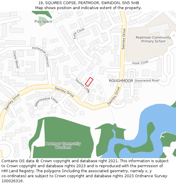 19, SQUIRES COPSE, PEATMOOR, SWINDON, SN5 5HB: Location map and indicative extent of plot
