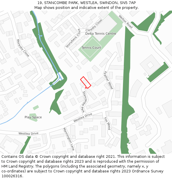 19, STANCOMBE PARK, WESTLEA, SWINDON, SN5 7AP: Location map and indicative extent of plot